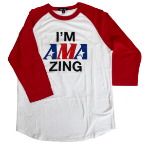 AMA Zin g Red 3/4 Raglan Sleeve Tee