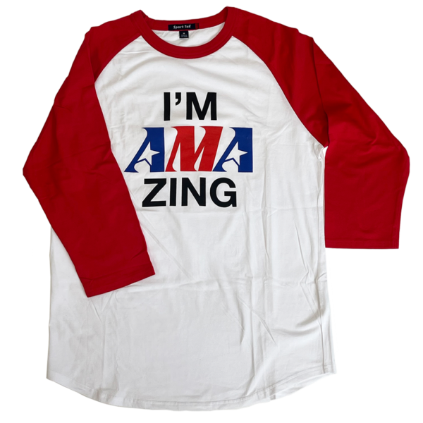 AMA Zin g Red 3/4 Raglan Sleeve Tee