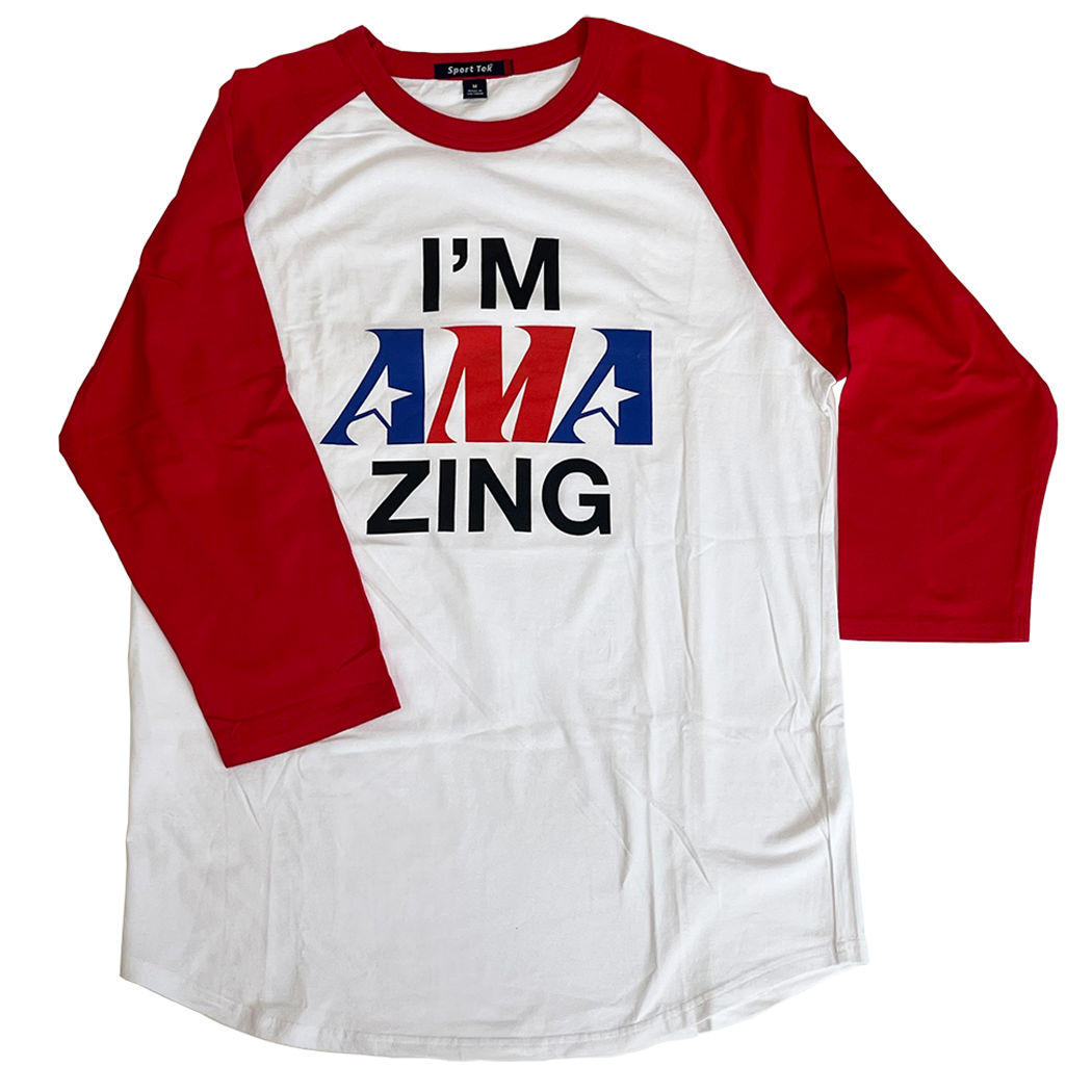 AMA Zin g Red 3/4 Raglan Sleeve Tee