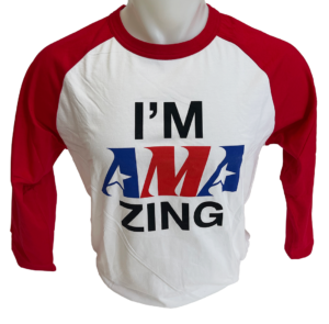 AMA Zing 3/4 Sleeve Tee with Red Sleeves