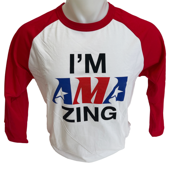 AMA Zing 3/4 Sleeve Tee with Red Sleeves