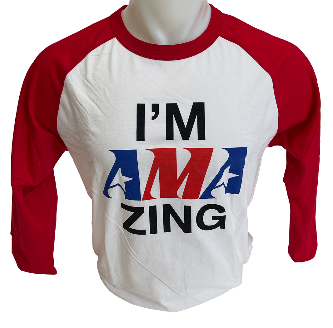 AMA Zing 3/4 Sleeve Tee with Red Sleeves