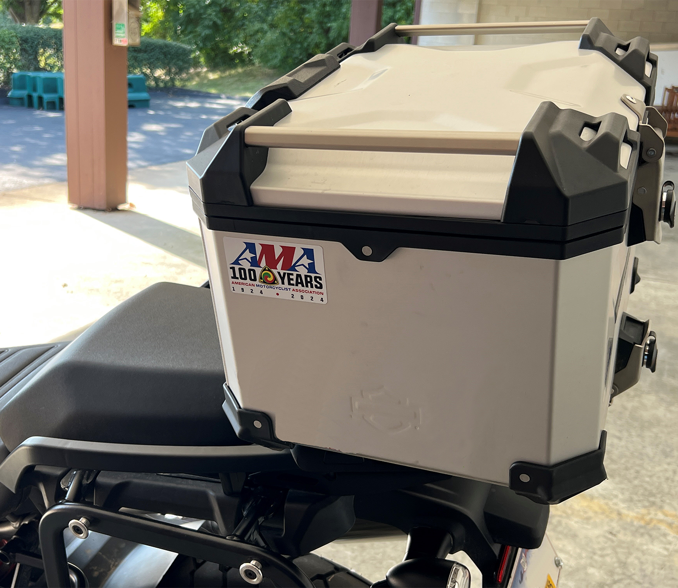 AMA 100 Years Decal on bike case.