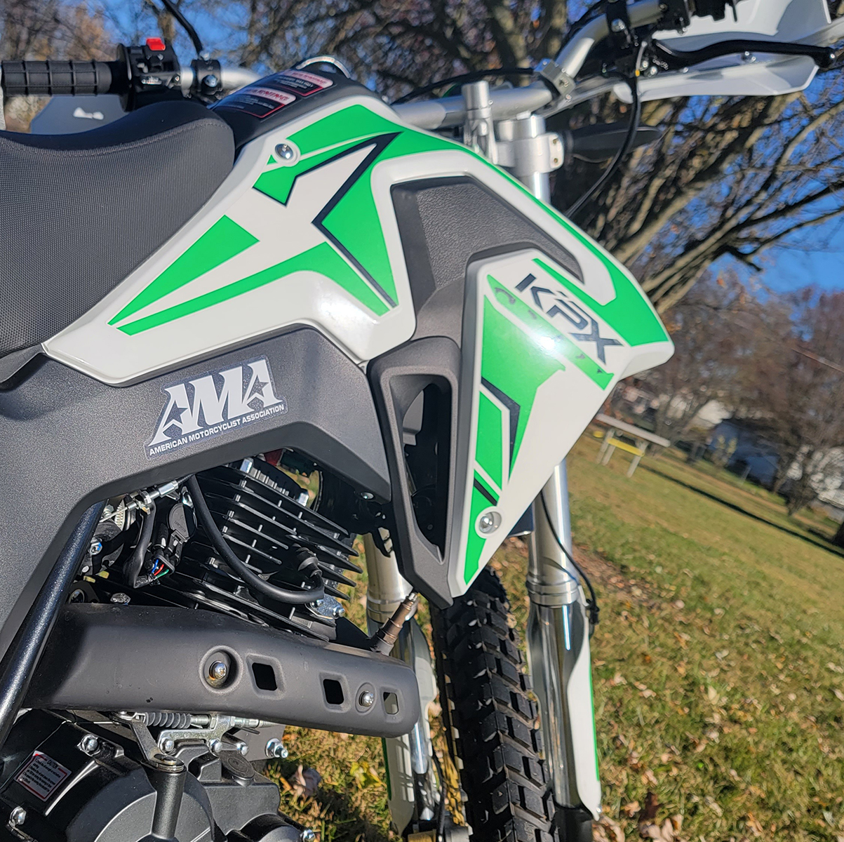 AMA White Decal on Dirt Bike